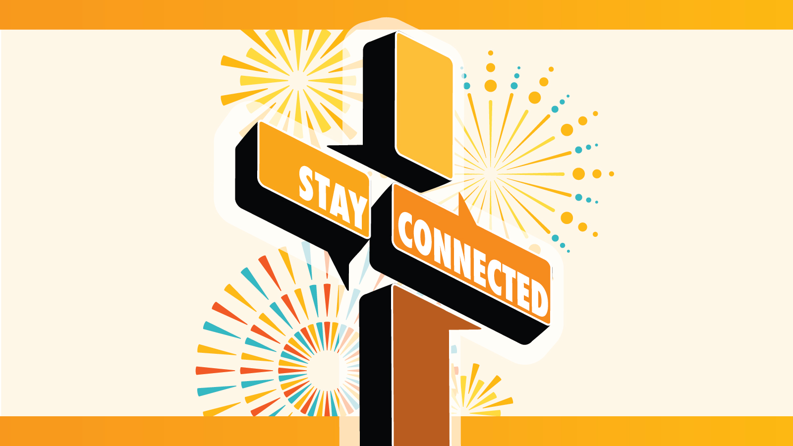 Image of a cross with words, stay connected.